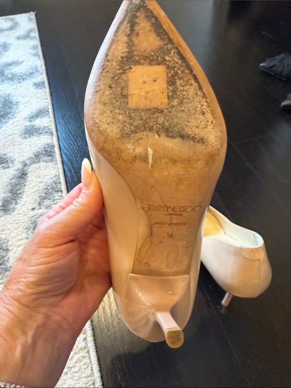 Jimmy Choo Nude Patent Leather Pointed Toe Pumps Size 4 - Picture 5 of 6